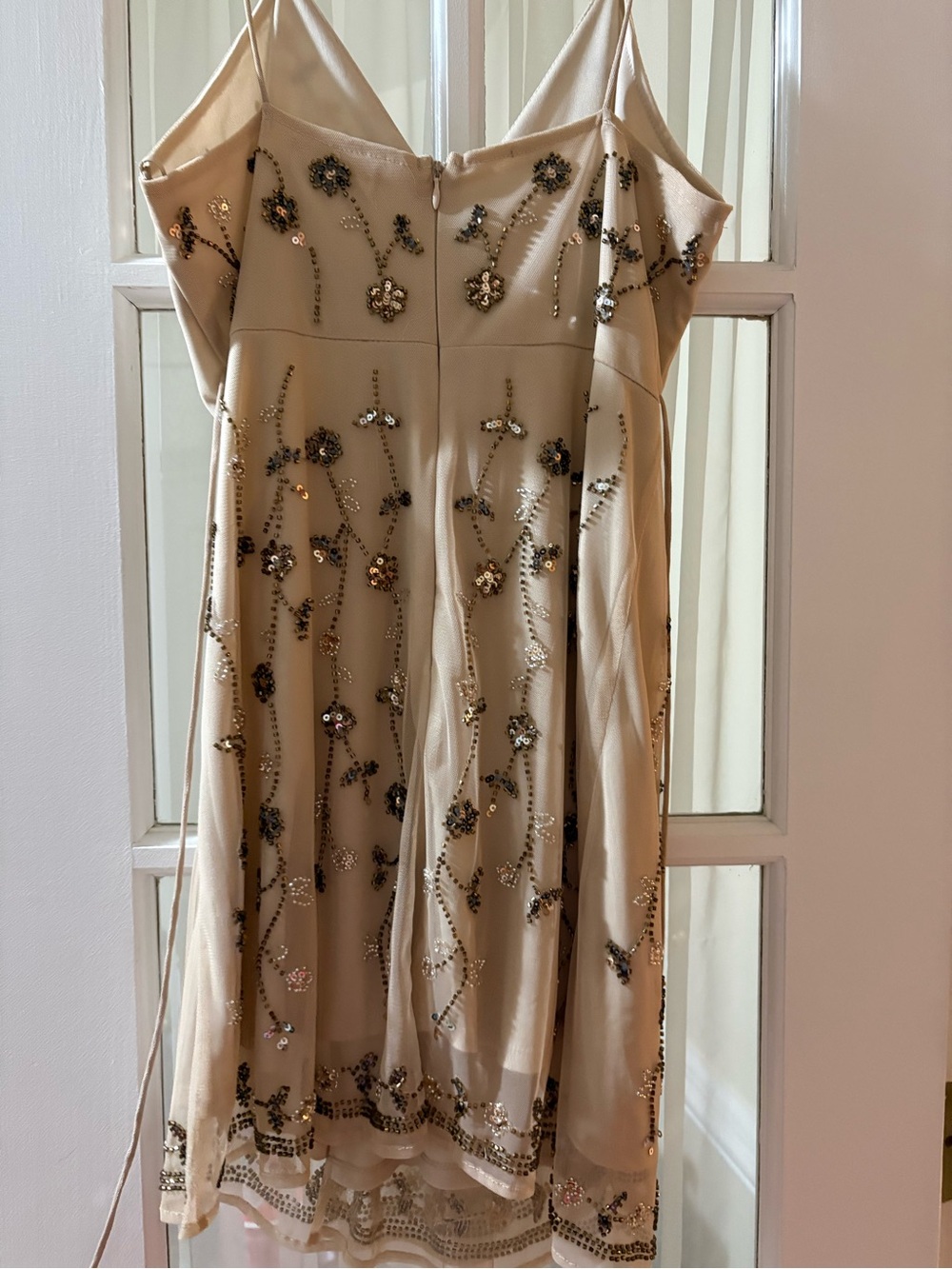Altar'd State Ivory Beaded Mini Slip Dress with Floral Sequin Accents - Picture 7 of 9